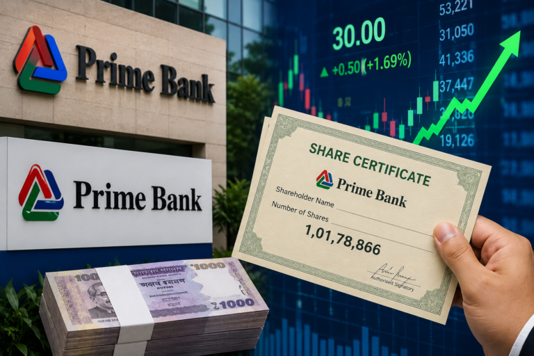 ৩০ কোটি টাকার বেশি মূল্যের শেয়ার বিক্রির ঘোষণা প্রাইম ব্যাংকের উদ্যোক্তার