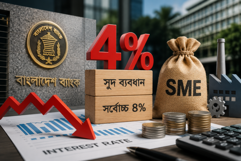 ৪% সুদ ব্যবধানের নতুন নিয়মে চাপে এসএমই ঋণ, উদ্বেগে ব্যাংক খাত
